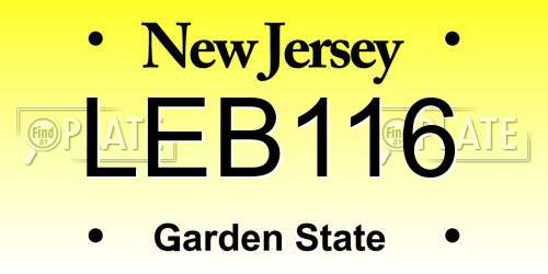 LEB116 New Jersey License Plate
