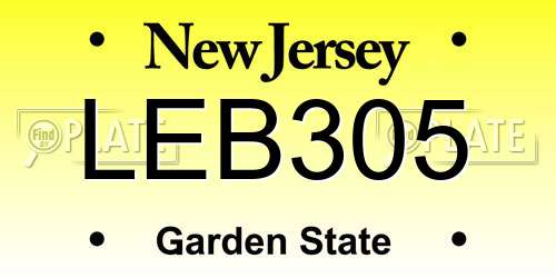 LEB305 New Jersey License Plate