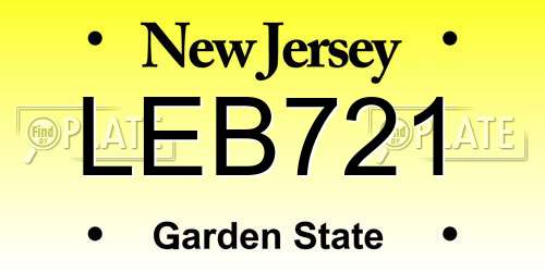 LEB721 New Jersey License Plate