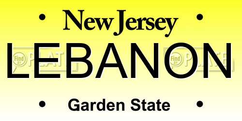 LEBANON New Jersey License Plate