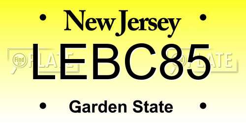 LEBC85 New Jersey License Plate