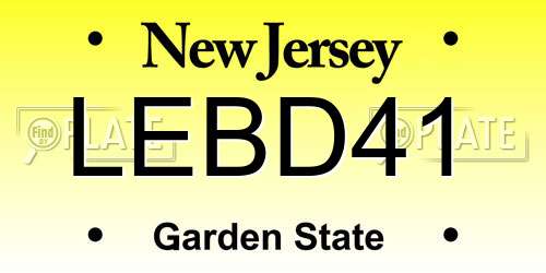 LEBD41 New Jersey License Plate