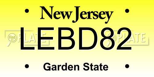 LEBD82 New Jersey License Plate