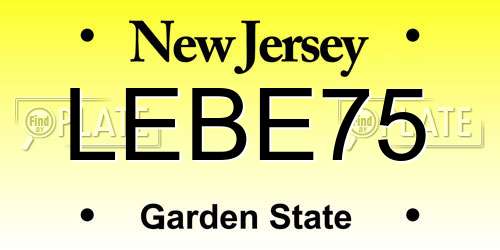 LEBE75 New Jersey License Plate