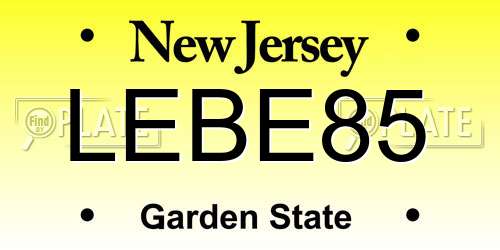 LEBE85 New Jersey License Plate