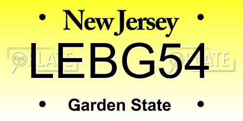LEBG54 New Jersey License Plate