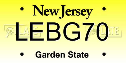 LEBG70 New Jersey License Plate