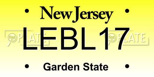 LEBL17 New Jersey License Plate
