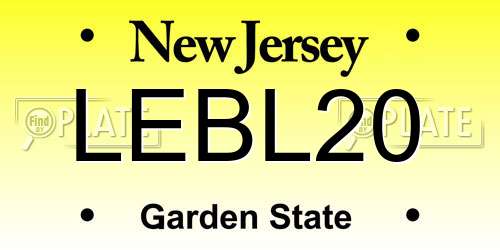 LEBL20 New Jersey License Plate