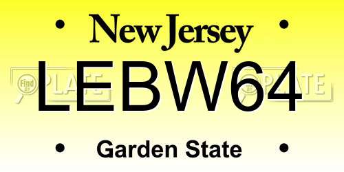 LEBW64 New Jersey License Plate
