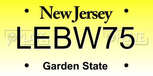 LEBW75 New Jersey License Plate