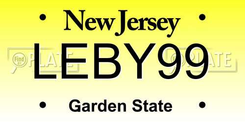 LEBY99 New Jersey License Plate