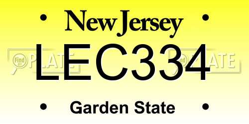 LEC334 New Jersey License Plate