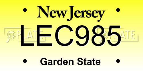 LEC985 New Jersey License Plate