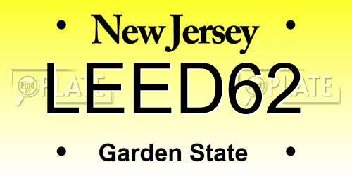 LEED62 New Jersey License Plate