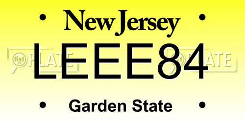 LEEE84 New Jersey License Plate