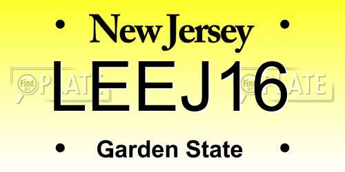 LEEJ16 New Jersey License Plate