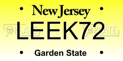 LEEK72 New Jersey License Plate