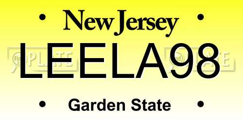 LEELA98 New Jersey License Plate