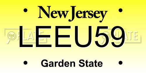 LEEU59 New Jersey License Plate