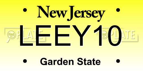 LEEY10 New Jersey License Plate