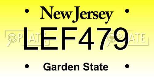 LEF479 New Jersey License Plate