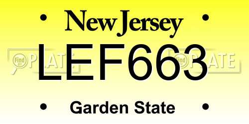 LEF663 New Jersey License Plate