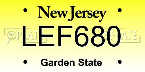 LEF680 New Jersey License Plate