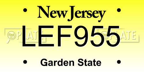 LEF955 New Jersey License Plate