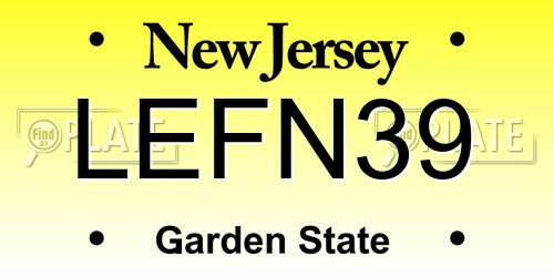 LEFN39 New Jersey License Plate