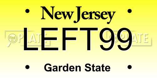 LEFT99 New Jersey License Plate
