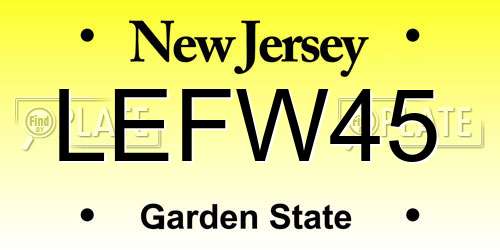 LEFW45 New Jersey License Plate