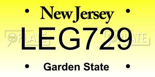 LEG729 New Jersey License Plate