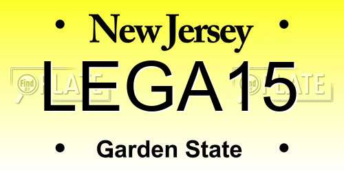 LEGA15 New Jersey License Plate