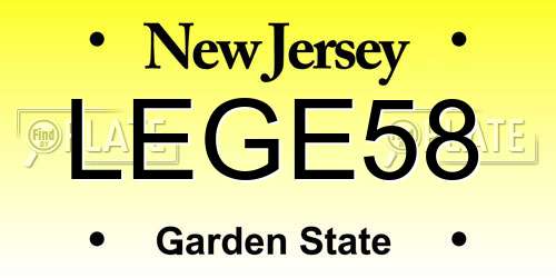 LEGE58 New Jersey License Plate
