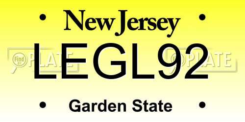 LEGL92 New Jersey License Plate