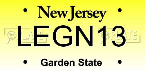 LEGN13 New Jersey License Plate