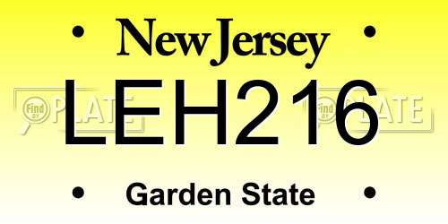 LEH216 New Jersey License Plate