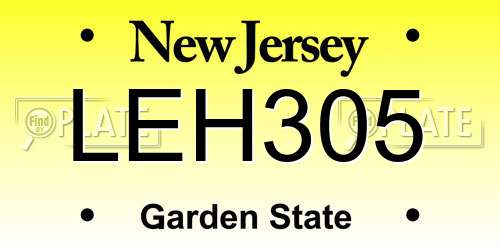 LEH305 New Jersey License Plate