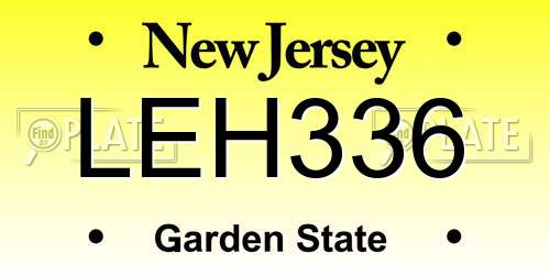 LEH336 New Jersey License Plate