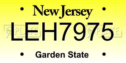 LEH7975 New Jersey License Plate