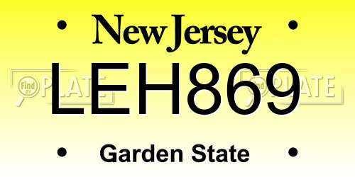 LEH869 New Jersey License Plate