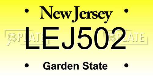 LEJ502 New Jersey License Plate