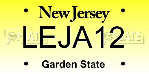 LEJA12 New Jersey License Plate