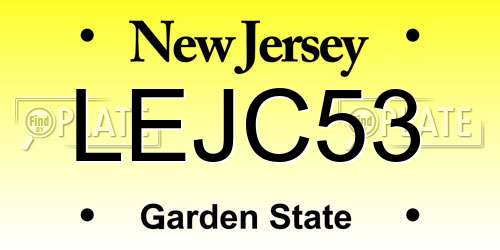 LEJC53 New Jersey License Plate