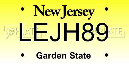 LEJH89 New Jersey License Plate