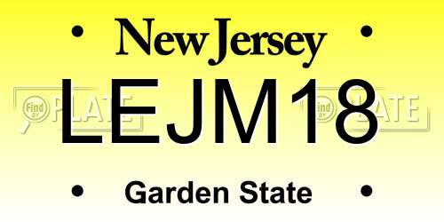 LEJM18 New Jersey License Plate