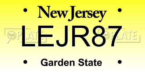LEJR87 New Jersey License Plate