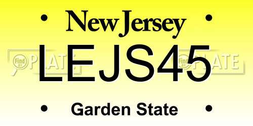LEJS45 New Jersey License Plate