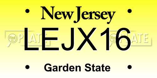 LEJX16 New Jersey License Plate